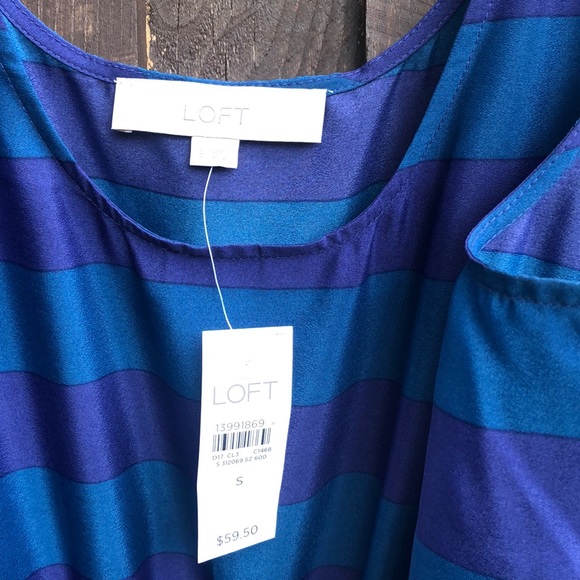 NWT LOFT Two Toned Blue/Purple Striped Dress - Picture 5 of 8